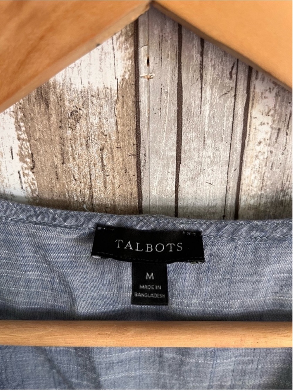 Talbots Blue Cotton Embroidered Lace Hem Ruffle Neck Blouse Medium - Picture 5 of 5